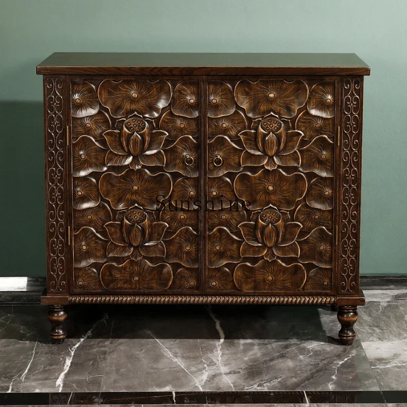 South East Asia style solid wood retro entrance entrance cabinet