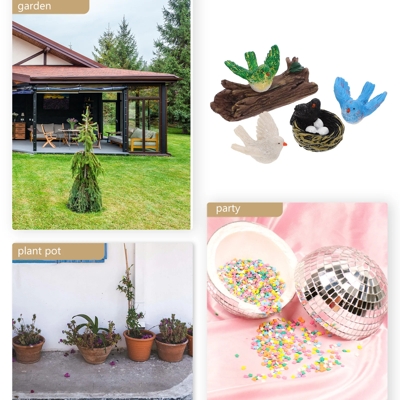 

1 set Small Bird Resin Lifelike Simulation Birds Decor For Garden Party Plant Pot Desktop Home Greening Scene Layout Craft