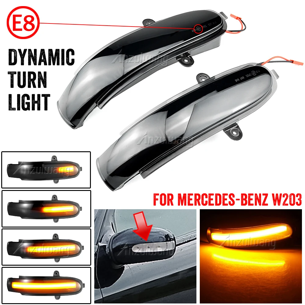 

2piece LED Flowing Turn Signal Sequential Side Mirror Indicator Light For Mercedes Benz C Class W203 S203 CL203 2001-2007