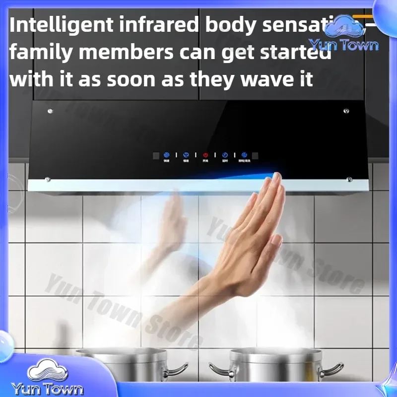 220V Large Suction Range Hood Small Top-suction Range Hood in Kitchens Hood Can Automatically Clean 10M³/min Exhaust Air