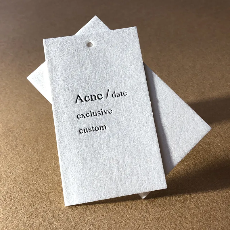 Custom White Hang Tags for Clothing, Minimalist Light Luxury with Premium Foil Stamp, Crisp Debossed or High-Definition Printed