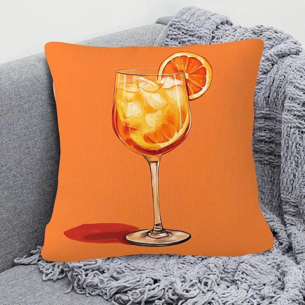 Orange Juice Cocktail Cushion Cover Summer Drink Pillow Case for Home Decor Living Room Bedroom Kitchen