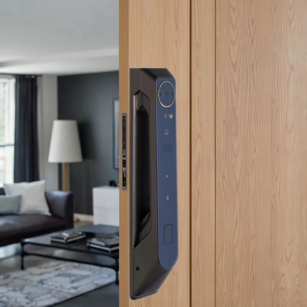 Smart Door Lock with Fingerprint & Face Recognition WiFi Remote Control Via APP Night Vision-Made in China