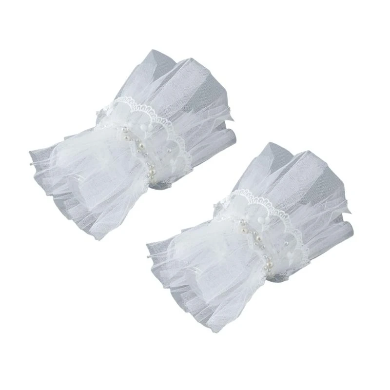 

DXAE Easy Sleeves Cuffs White Lace Brim Women Simple Wedding False Sleeves