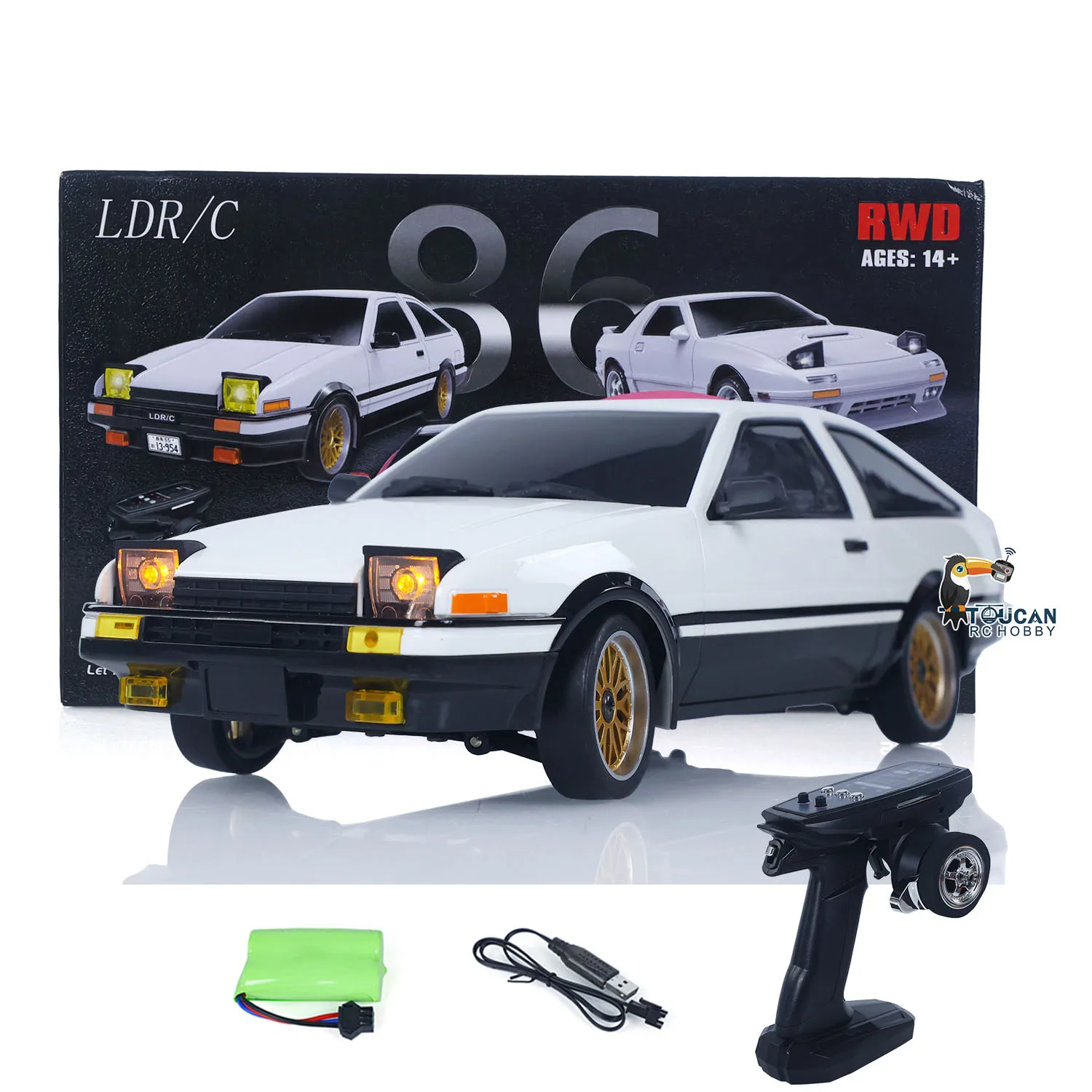 Venta de EE. UU. 1/18 LDRC LD1801 RC Drift Car RWD AE86 vehículos de carreras giroscopio con luz abatible