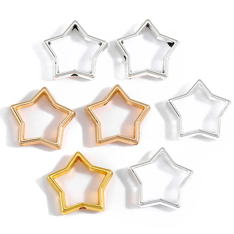 50 stks/partij Metalen Ster Bloem Frames Spacer Kralen Connector Voor DIY Oorbellen Ketting Armband Sieraden Maken Levert Accessoires