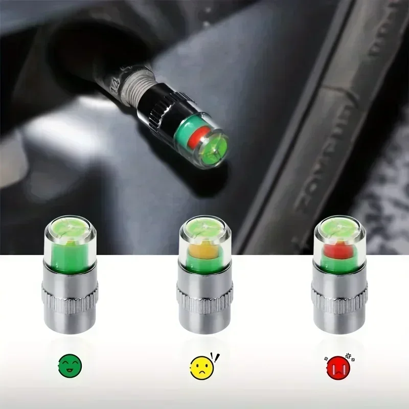 2/4/8pcs Car Tire Pressure Indicator Gauge Alert Monitoring Valve Cap Sensor External Detection