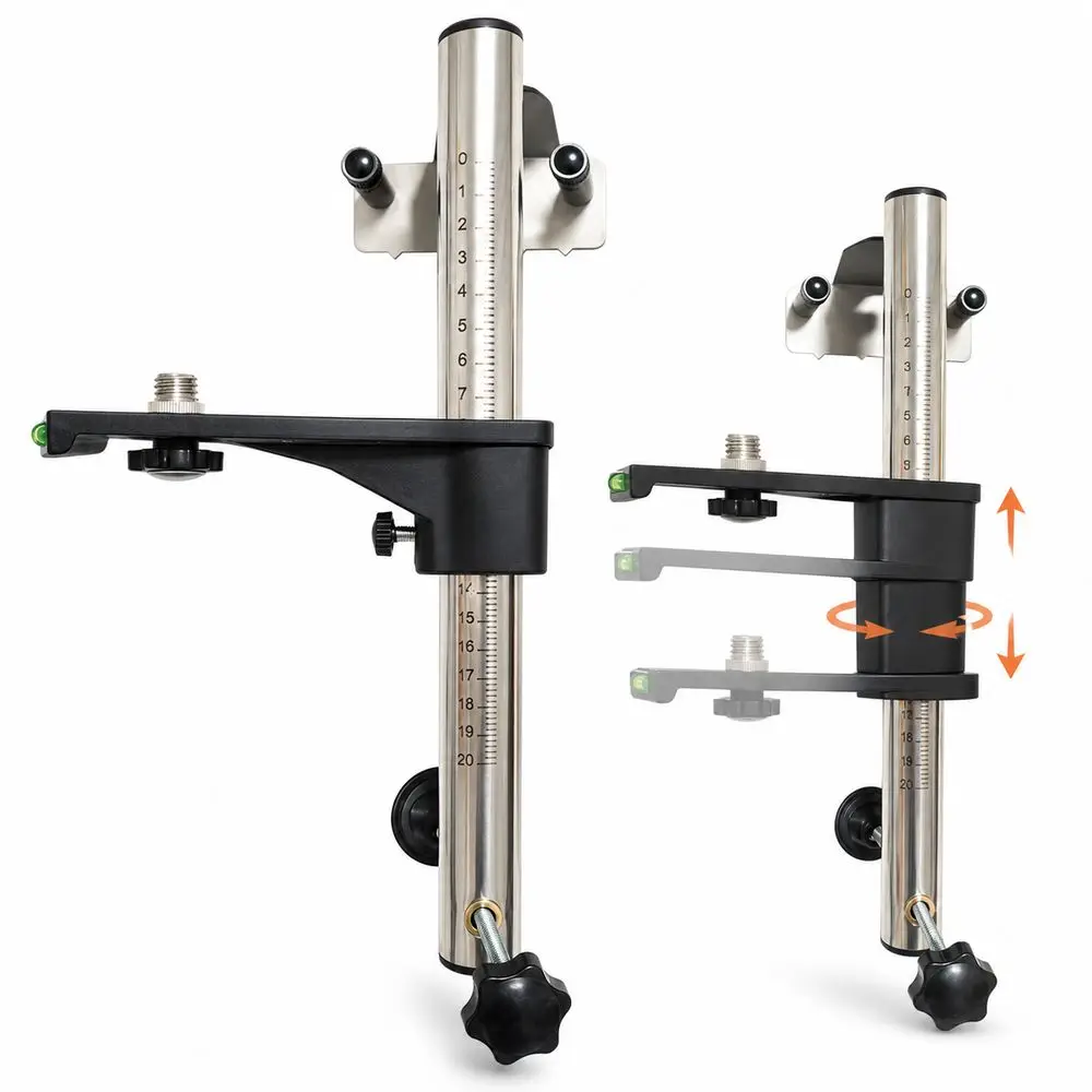 Wall Mounted Laser Level Bracket Stainless Steel Rotating Level Mount Holder Adjustable Height Laser Scale Lifting Wall Bracket