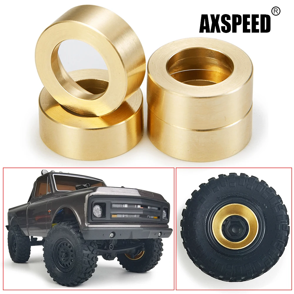 AXSPEED 4pcs 21*7.5mm Brass Wheel Hub Counterweight Balance Weight for Axial SCX24 90081 1/24 RC Crawler Car Replacement Parts