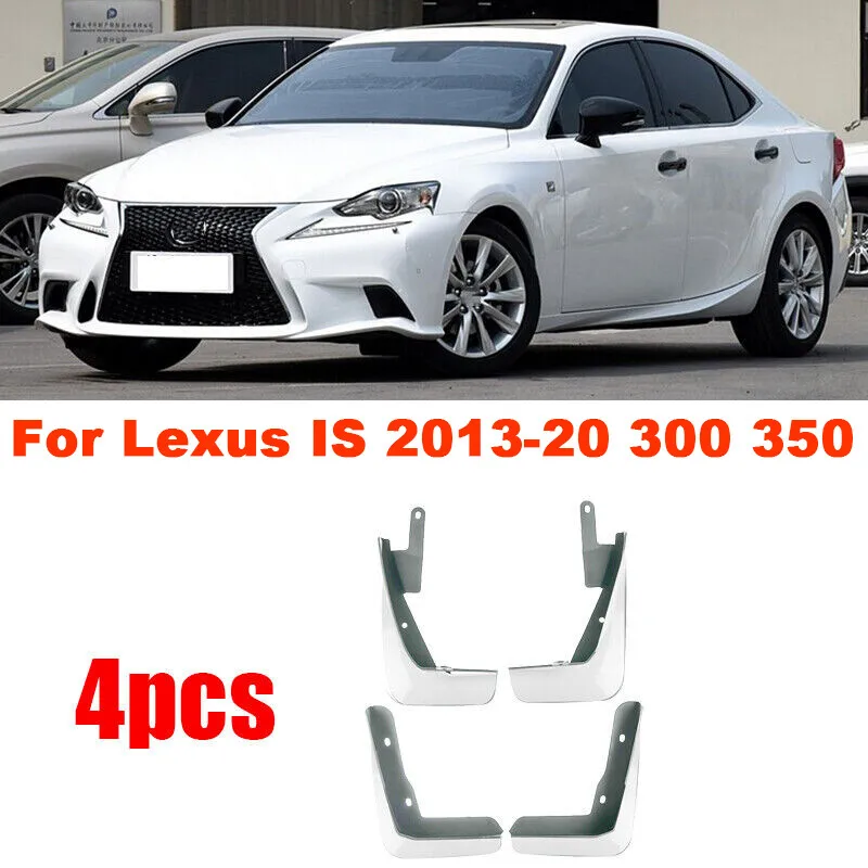 

For Lexus IS 2013-20 300 350 White ABS Front Rear L&R Mud Flap Splash Guard 4PCS