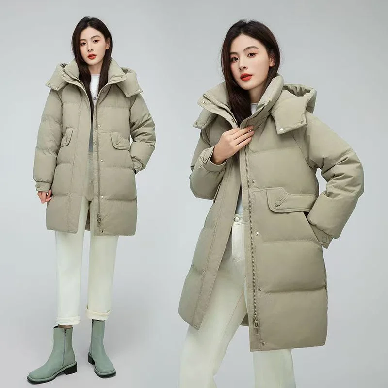 In 2024 Autumn And Winter New Down Jacket Women's Long Section New Clearance Special Detachable Cap Plus Velvet Thickening Coat