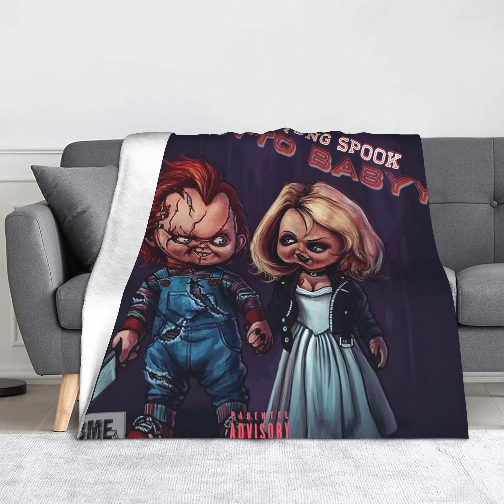 Horror Movie Scream Fleece Throw Blanket Child of Play Chucky Gothic Blankets for Sofa Travel Super Warm Plush Thin Quilt