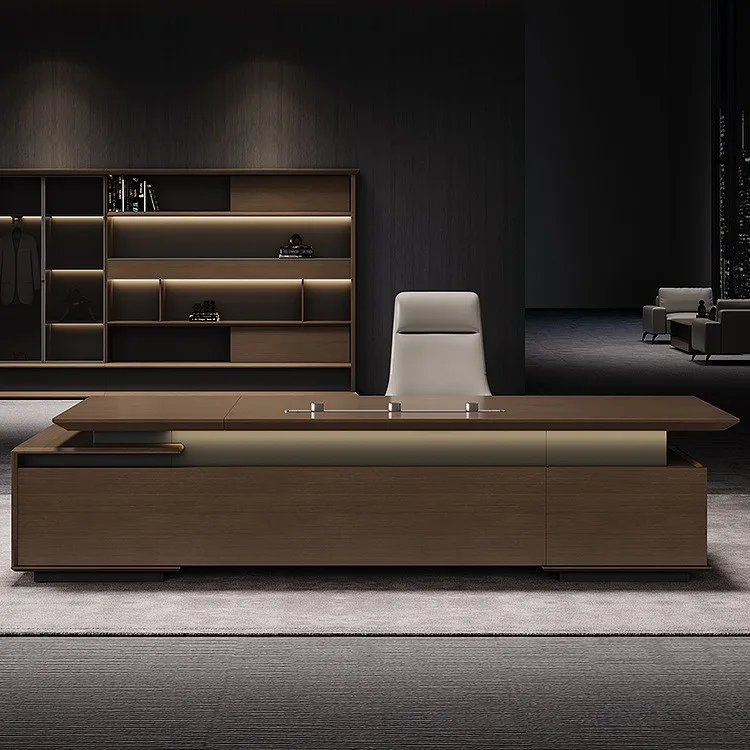 

Премиальный высококачественный стол руководителя, современный минималистичный стол для начальника, комплект стола и стула для кабинета руководителя в стиле лёгкой роскоши.