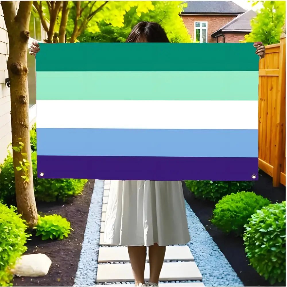 Joyful Affirming G-Gay Men Pride Flags Borderless four-ring ornament indoor outdoor decoration effortless to hang