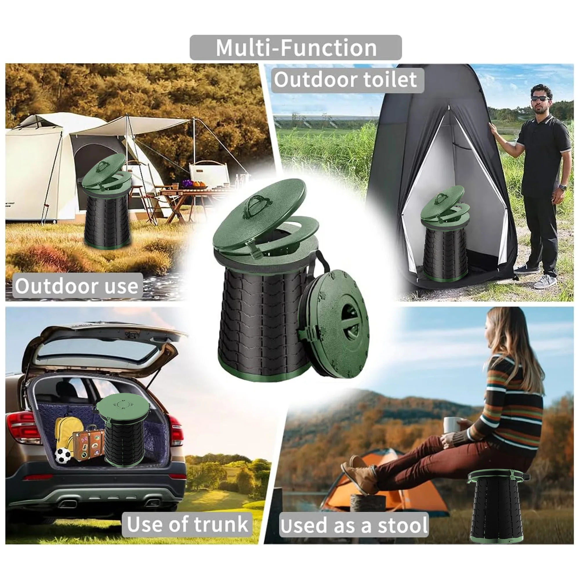 Foldable Bathroom Stool, Outdoor Car Mounted Portable Toilet, Camping Telescopic Toilet image 3