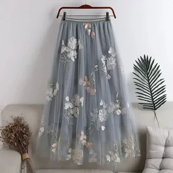 High Waist Tulle Skirts Women Korean Fashion Clothing A Line Harajuku Faldas Mujer Casual Mid Length Pleated Skirt Y2k P473