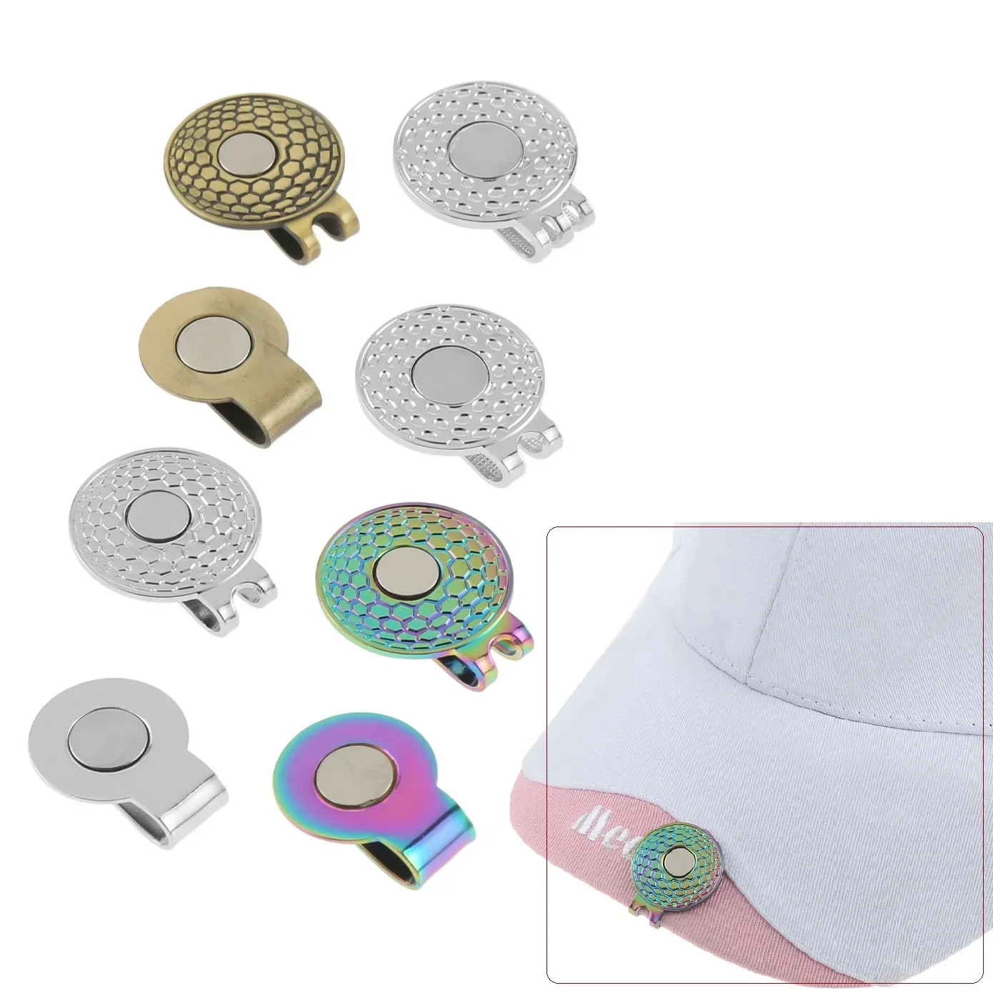 耐久性のある亜鉛合金ゴルフキャップ,磁石付き磁気ゴルフキャップ,ボールペン,ゴルフ,パッケージグリーンアクセサリー,20mm/25mm,10個