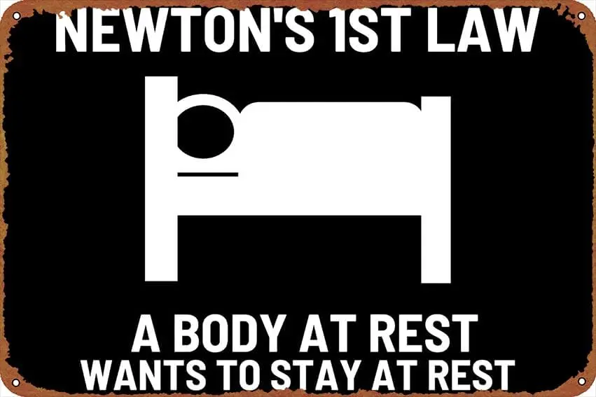 1p,Newtons First Physical Law Animation Posters Metal Sign Tin Metal Retro Wall Decor for Home,Street,Gate,Bars,Club