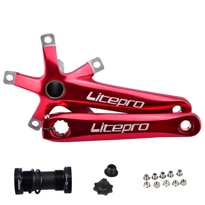 Liteproelite MTB Bicycle Hollow Tech Crankset Aluminum Alloy 5 Pawls Cranks 130mm Chainring For Brompton Folding Bike Crankset