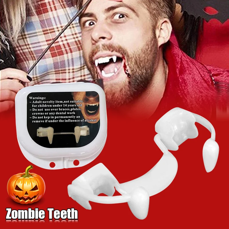 1Pc Cosplay Props Halloween Retractable Fangs Holiday Party Masquerade Zombie Teeth Little Tiger Vampire Denture Braces