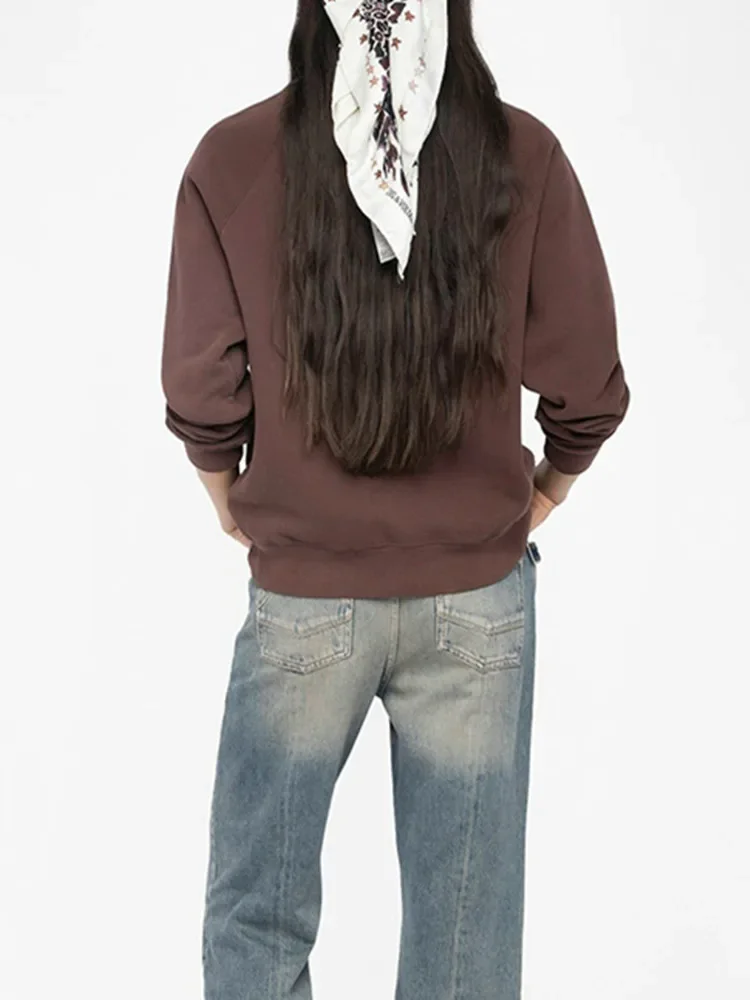 2 ألوان البلوز المرأة التصحيح التطريز رسالة س الرقبة فضفاضة سيدة البلوفرات غير رسمية خريف 2025