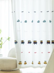 1PC Cartoon Cute Car Door Curtains Boys Bedroom Bay Windows Window Screens Children's Room Curtains