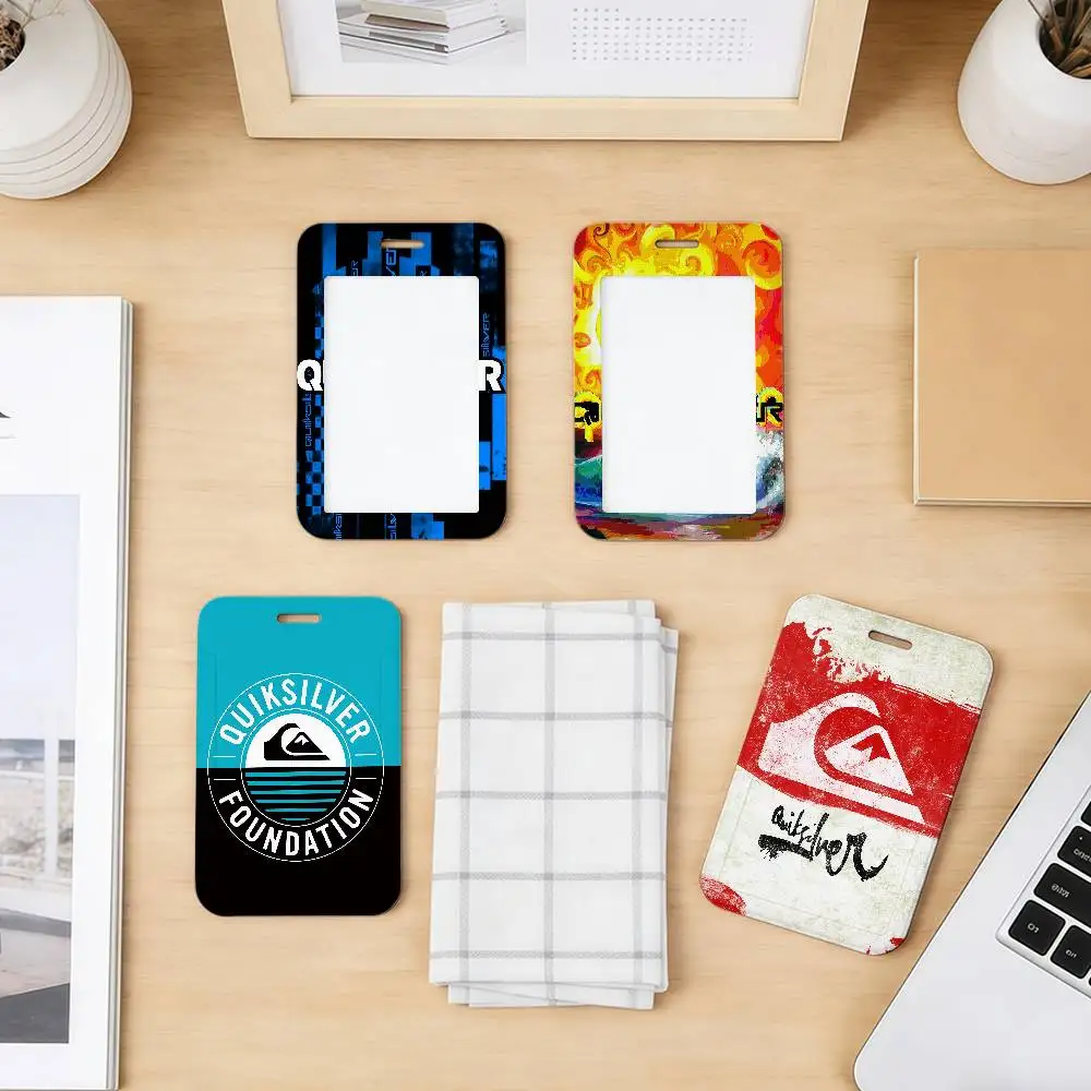 Fashion Vintage Surf Q-QuiksilverS Sliding Card Case ID Name Badge Holder Pass Work Card Cover Students Card Bus Holder