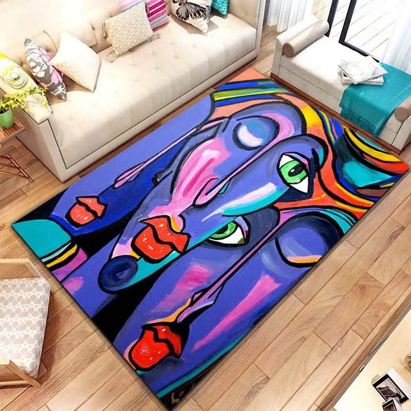 Picasso Abstract Realism Painting Artistic Rug for Bedroom Floor Mat Carpet Living Room Home Decor Rug Soft Flannel Mat Area Rug