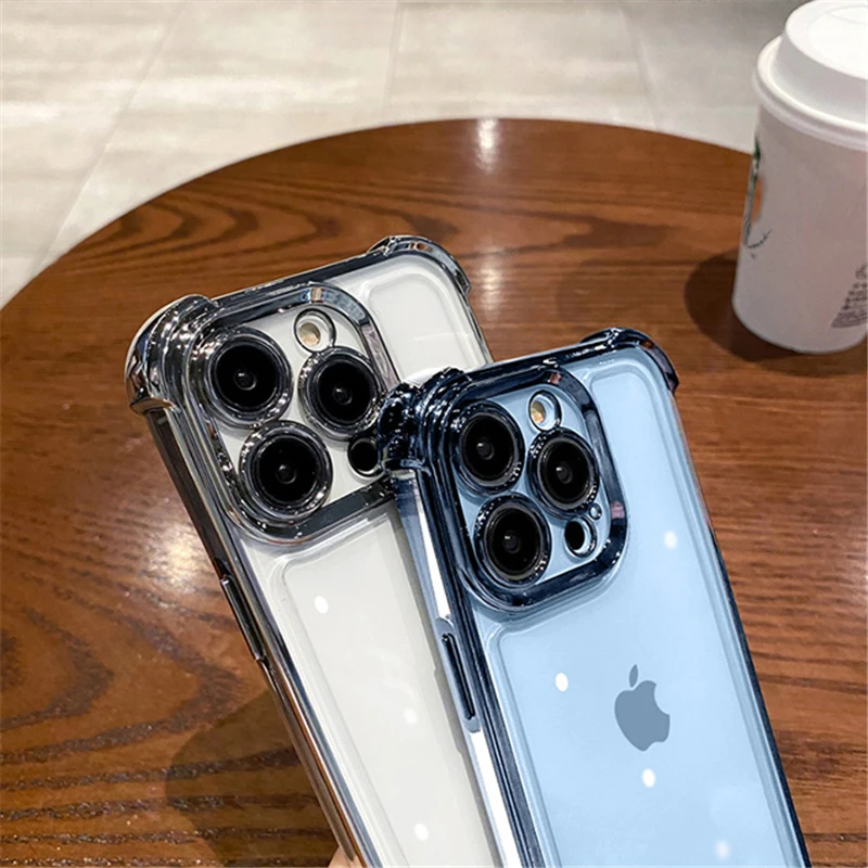 Lila Beschichtung Transparente Stoßfeste Handyhülle für iPhone 17 13 16 18Pro Max Plus XS XR X Harte Acryl Vier-Ecken-Anti-Schock-Abdeckung – Detail 13