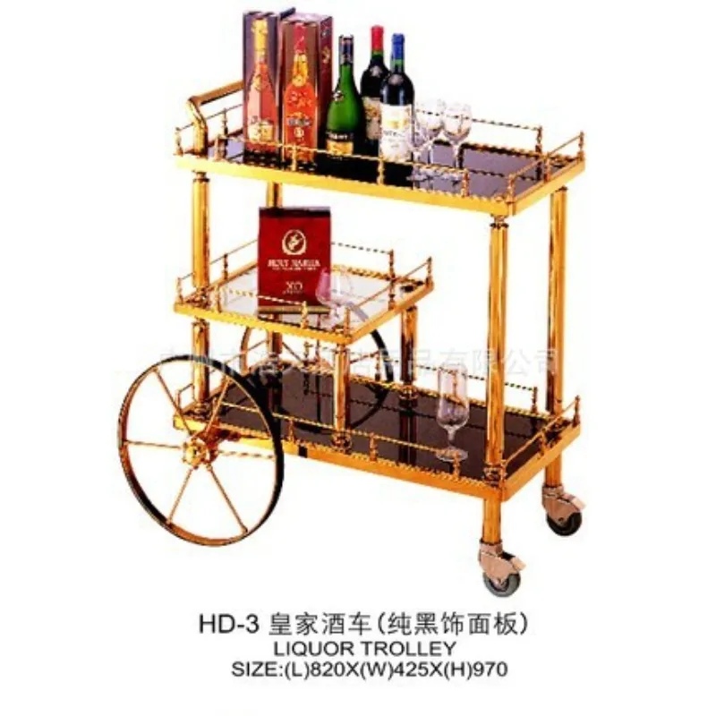 Mass production of stainless steel titanium and other hotel supplies, hotel service wooden wine cart wholesale