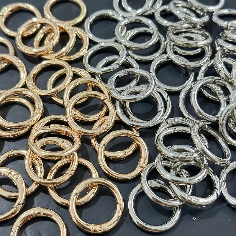 8-piece set of round aluminum alloy spring key rings, jewelry making components
