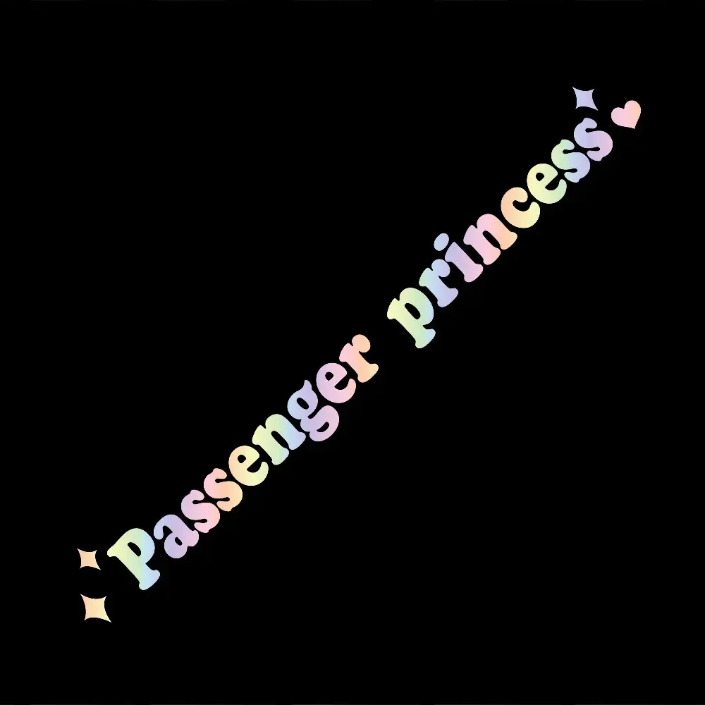 Passenger Princess Text Car Sticker Waterproof Vinyl Decal for Rear View Mirror Interior Fashion Creative Sport DIY Auto Decor