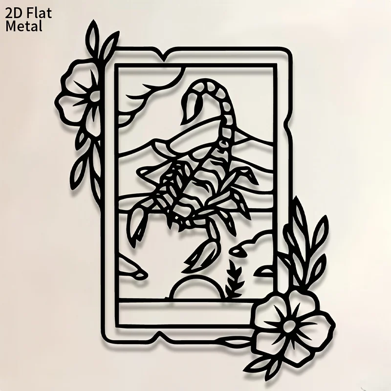 CIFBUY Iron Wall Art Scorpio Tarot Floral Metal Sculpture Boho Decor Sign For Home Bedroom Indoor Outdoor Yard Easy Hang