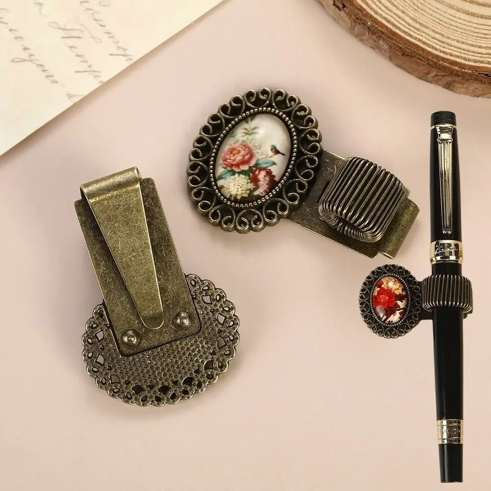 Metal Pen Loop Holder Anti-lost Multi-functional Journal Elastic Pen Holder Fixed Stationery Ancient-style Marine Animal