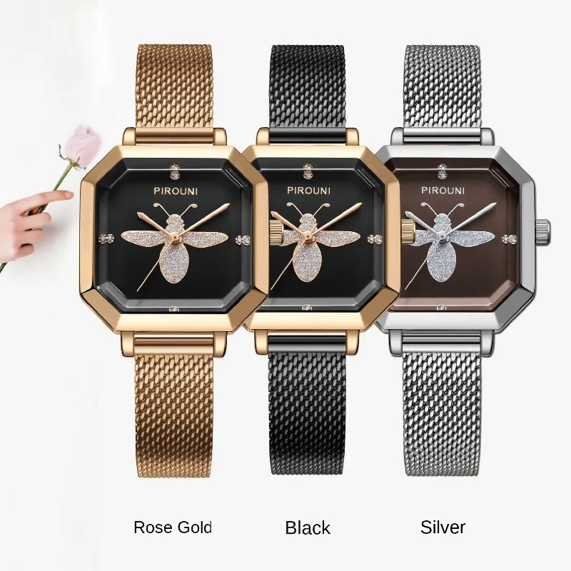 Luxury Women Watch Korean Student Fashion Top Watch Creative Simple Square Lady Quartz Wristwatche Waterproof Mesh Strap Relojes