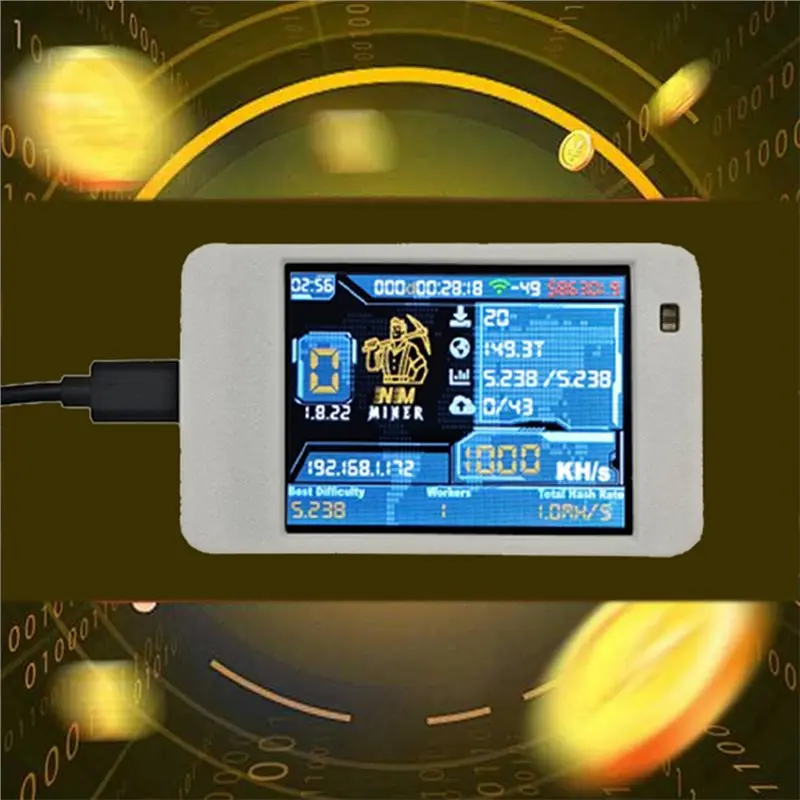AED7-1000KH/S Nmminer Solo Miner Home Bitcoin BTC Crypto Solo Lottery Miner 2.8 Inch Color Display Nmminer