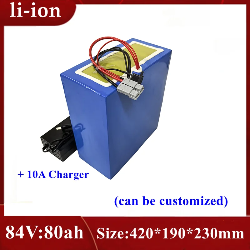 84v 80Ah lithium ion battery pack lipo battery for 5000w inverter motorhome Floor cleaner golf cart + 10A charger