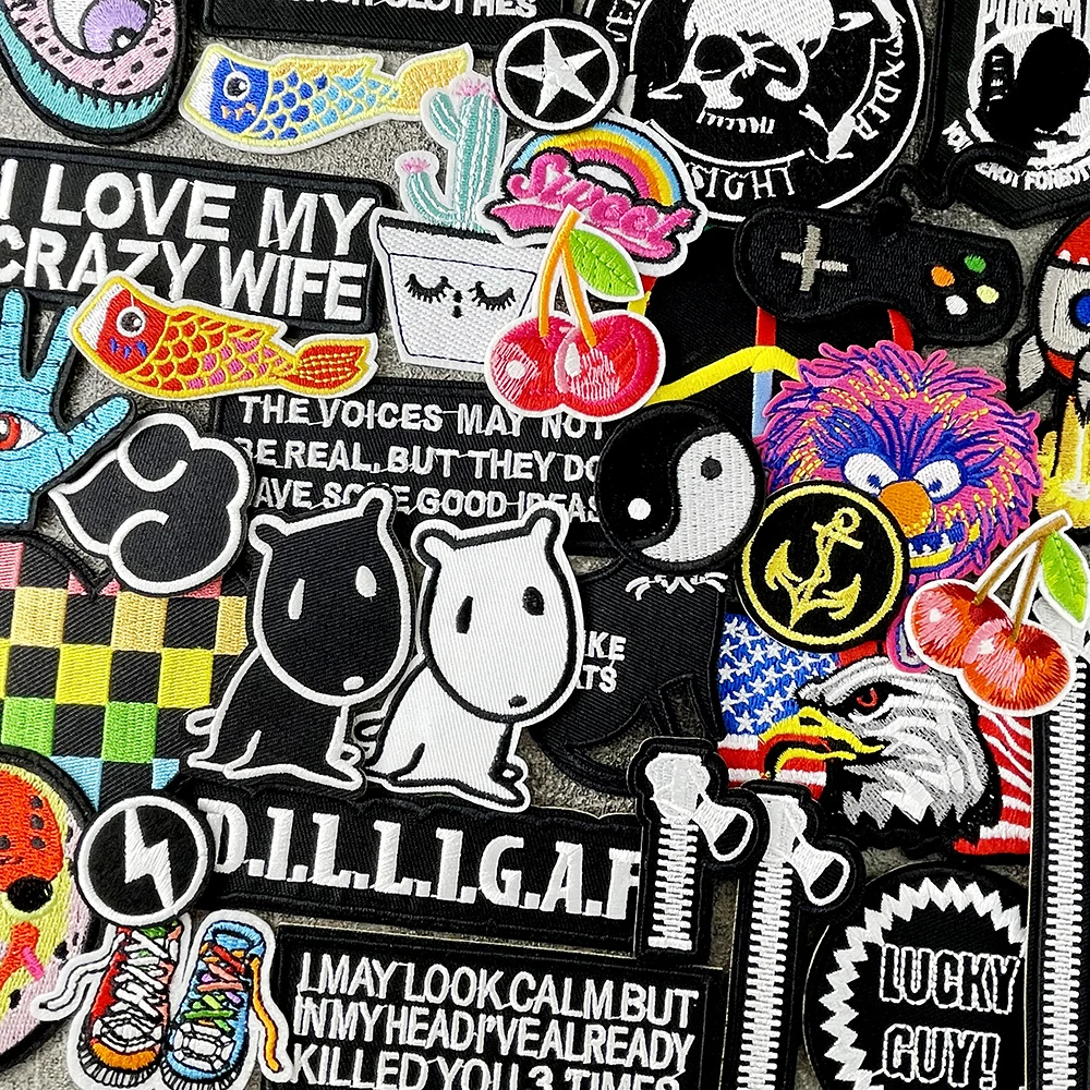 Zipper Dog Mouth Iron on Patches for Clothing Embroidered Sewing Applique Embroidery Repair Damage Decoration Modify Patch