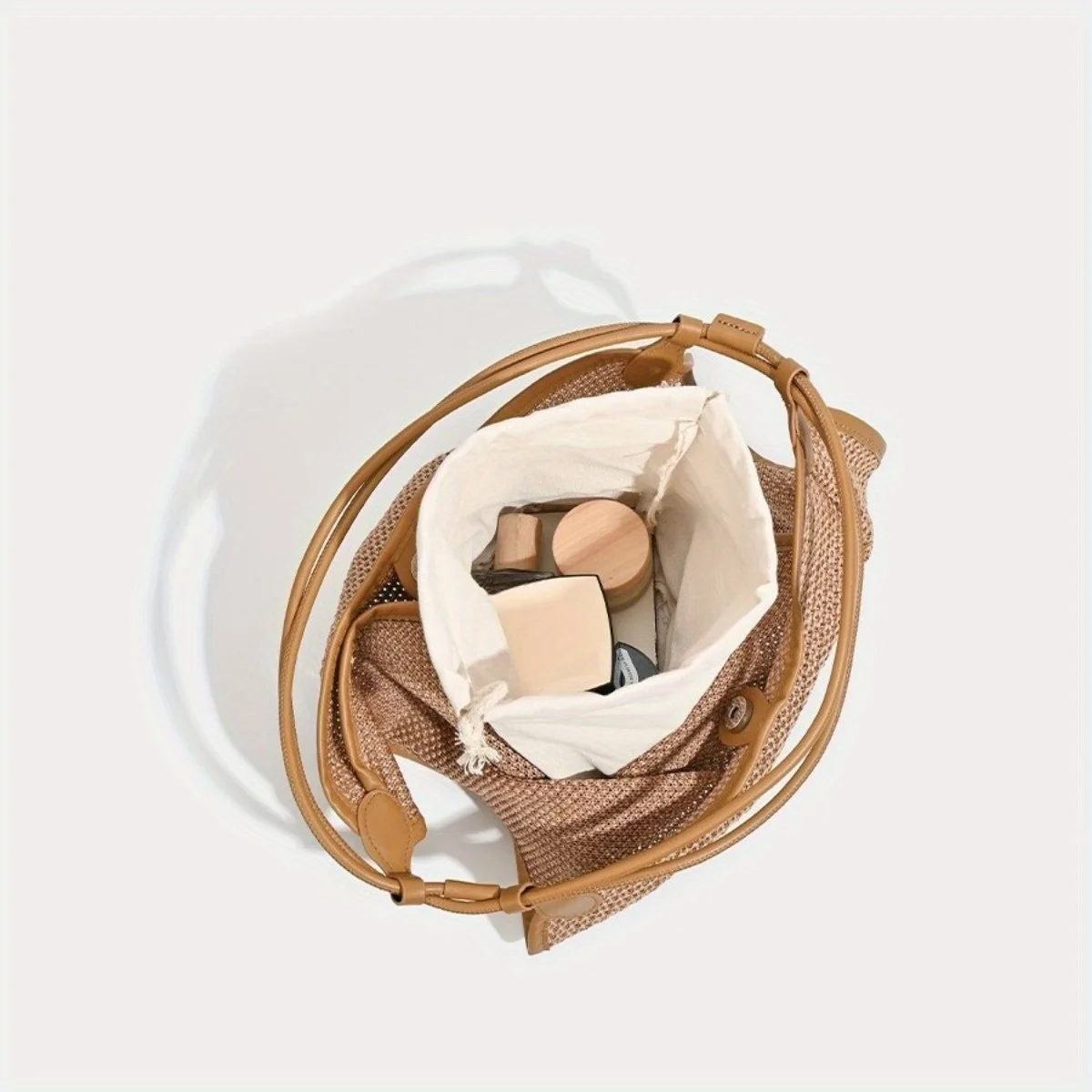 حقيبة حمل من القش للعطلات - حقيبة كتف بوهو ذات سعة كبيرة مرقعة ومريحة ومحفظة كروس للنساء حقيبة شاطئ صيفية