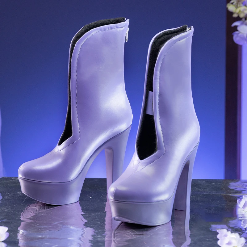 

Customisation Cosplay Honor of Kings Luna- Purple Fairy Cos Anime Games Prop Shoes Cosplay Accessory High-heeled Mid-calf Boots