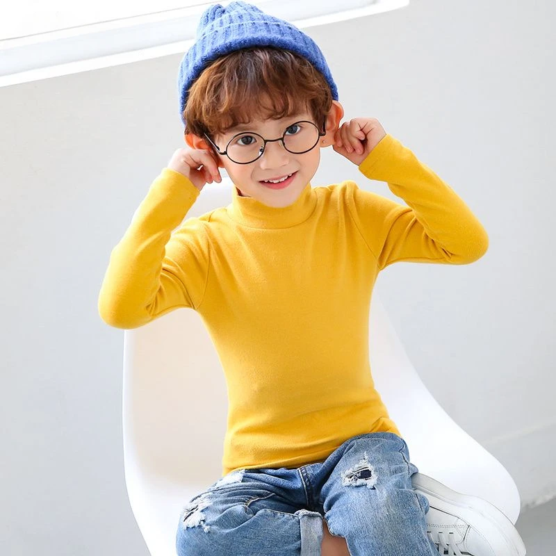 Camisa interior de Cuello medio alto para niños, camiseta gruesa y cálida, Top versátil de Cuello medio, Otoño e Invierno