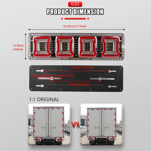 Imagen 2 del producto Luz trasera LED para camión, remolque, camión, caravana, autobús, Camper, RV, Tractor, lámpara de señal de giro inverso de freno, 12V-24V, 1 par