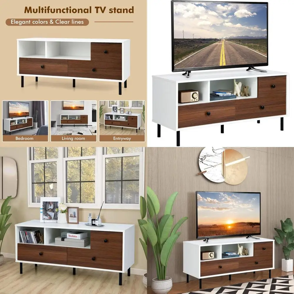 

Тумба под телевизор 50 дюймов: Современный медиацентр с 3 ящиками и 2 полками для гостиной и спальни