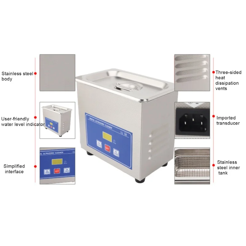 Ultrasound Cleaner Stainless Steel 600ml Ultrasound Jewelry Cleaner For Eyeglasses Rings Earrings Coins Dentures Laboratory