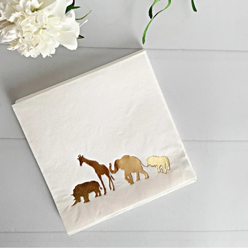 

Personalized Safari Wedding Napkins - Hangover travel napkins - Wild nature Party Beverage Napkins - Cocktail Napkins, 50pcs