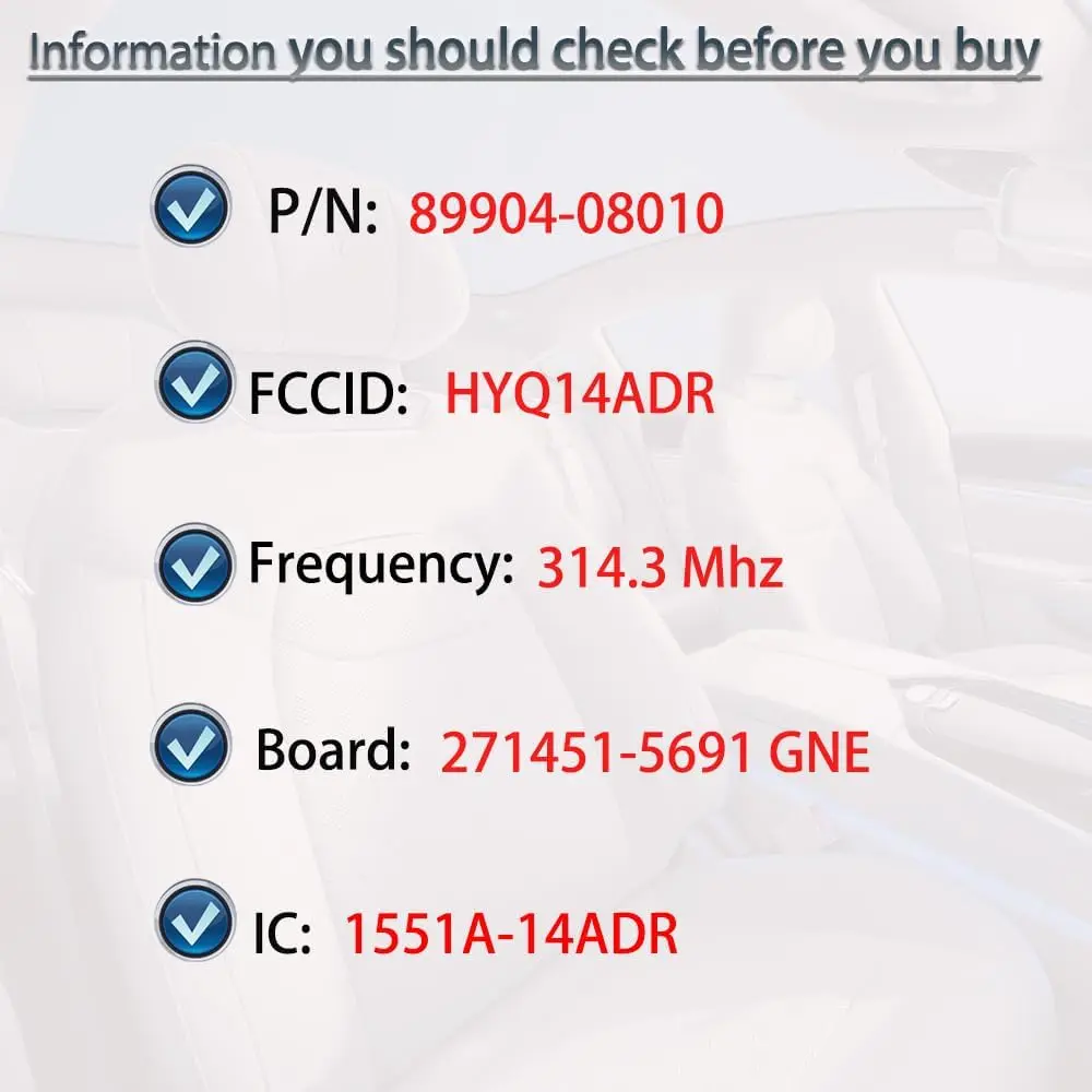 Smart Key Fob Keyless Entry Fits for Toyota Sienna 2011 2012 2013 2014 2015 2016 2017 2018 2019 2020 Remote Control Key HYQ14ADR