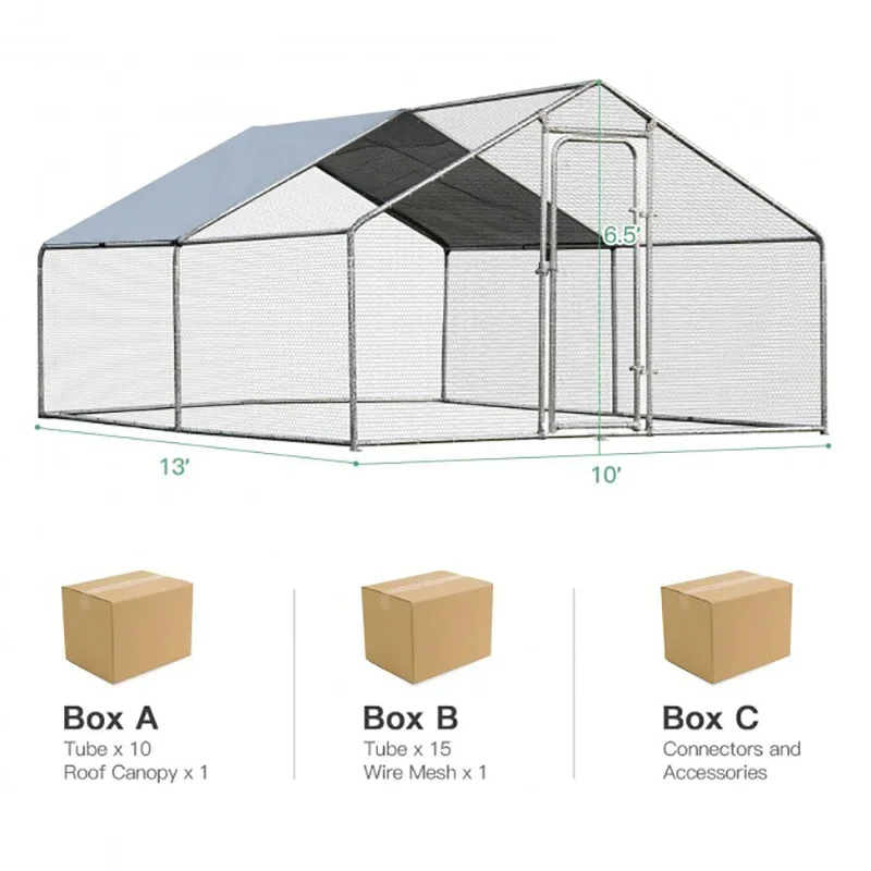 Large Walk in Shade Cage Chicken Coop with Roof Cover Rabbit Ducks Hen Poultry House Large Metal Cages Chicken Run Coop