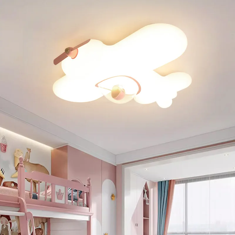 

PVC Airplane Lamp Blue Pink Children's Room Helicopter Ceiling Lights Creative Baby Room Nursery Boy Girl Bedroom Ceiling Lamps