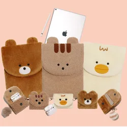 Plush Embroidered Cute Animal Tablet Bag For IPad Air 9.710.2 10.5 10.9 11 13.3/14InchMacbook Dell Lenovo  HP Laptop Storage Bag