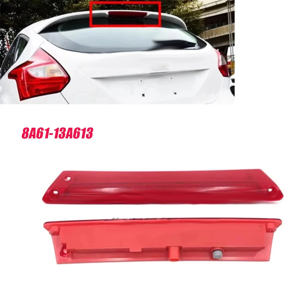 Car LED Third High Brake Light 8A61-13A613 for Ford Fiesta Focus 2009-2018 Mount Rear Taillight Stop Lamp Assembly